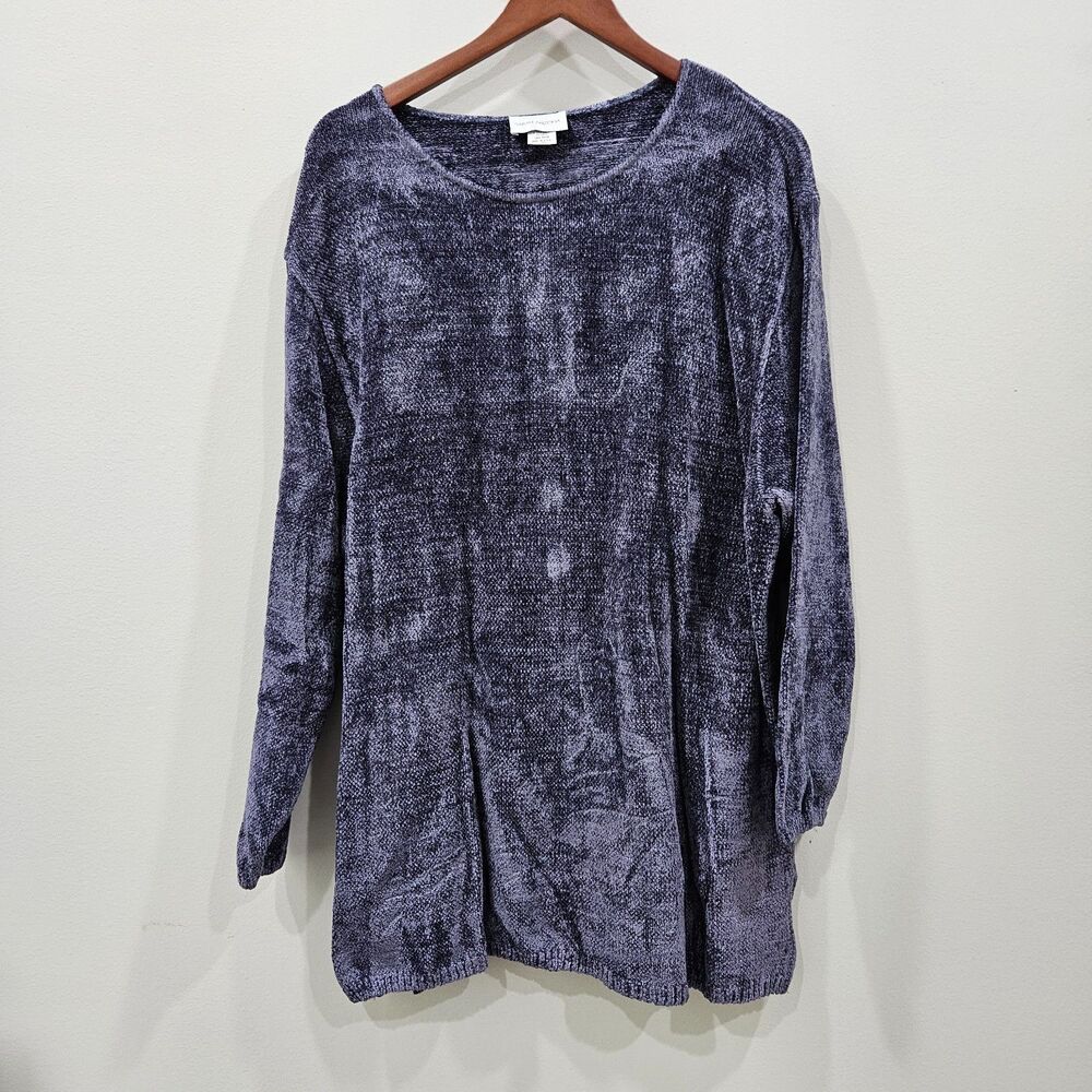 Sarah Arizona Chenille Sweater Plus Size 3X Grey USA Pullover Layers Lagenlook